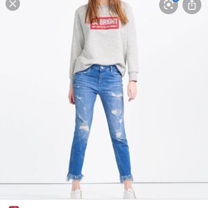 Zara destroyed fringe jeans